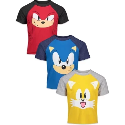 Sonic the Hedgehog 3 комплекта футболок-регланов от Little Kid до Big Kid knuckles / Соник / тейлз