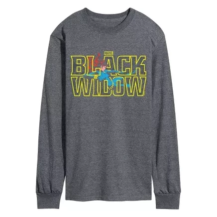 Мужская футболка с длинным рукавом в стиле Black Widow с графическим рисунком heather charcoal