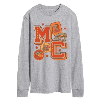 Мужская футболка с длинными рукавами и графическим рисунком Mc Collegiate Patches athletic heather