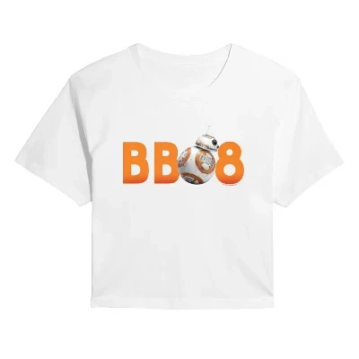 Женская укороченная футболка с рисунком BB8, белая