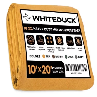 Плотный брезентовый чехол WHITE DUCK, 18 унций водостойкого хлопка с усиленными краями и втулками из нержавеющей стали.