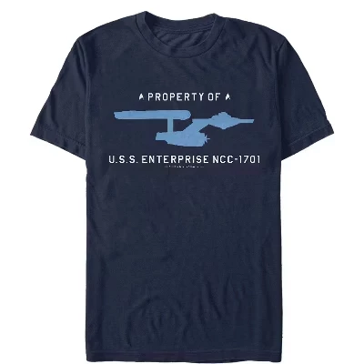 Мужская футболка Property of Enterprise NCC-1701 темно-синего цвета