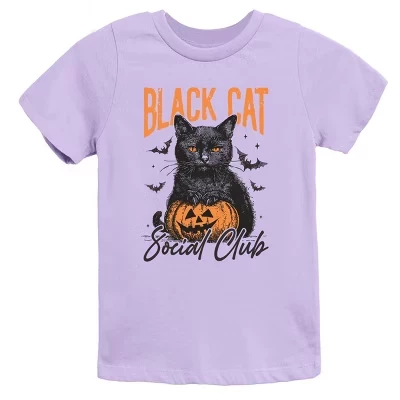 Black Cat Social Club Pumpkin - Молодежная футболка с коротким рукавом и футболка с рисунком для малышей сиреневого цвета