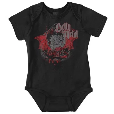 Детское боди-джемпер Betty Boop Goth Metal Devil для девочек лицензионного черного цвета
