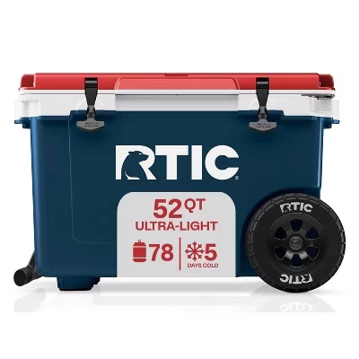 Кулер RTIC Outdoors 49 л ультралегкий на колёсах, патриот