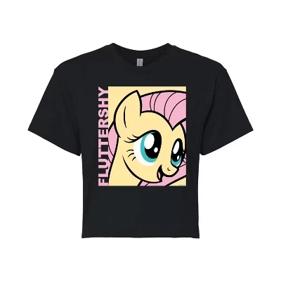 Женская укороченная футболка My Little Pony Fluttershy, черная
