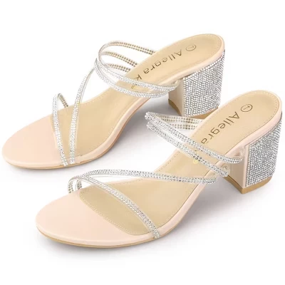 Женские босоножки Blissful Step со стразами, бежевые