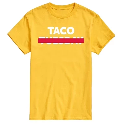 Мужская футболка Taco Tuesday с перечеркнутым рисунком и коротким рукавом желтого цвета