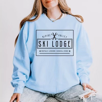 Женская легкая одежда, окрашенная в графический цвет толстовка Alpine Valley Ski Lodge hydrangea