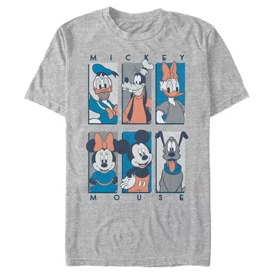 Мужская футболка с голубыми и оранжевыми портретами Mickey & Friends athletic heather