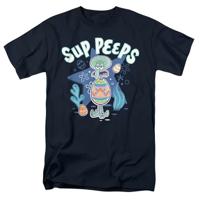 Губка Боб Квадратные штаны на Пасху со взрослой футболкой Squidward Sup Peeps темно-синего цвета