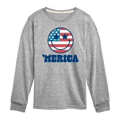Футболка с длинным рукавом и рисунком Merica Smile Face athletic heather