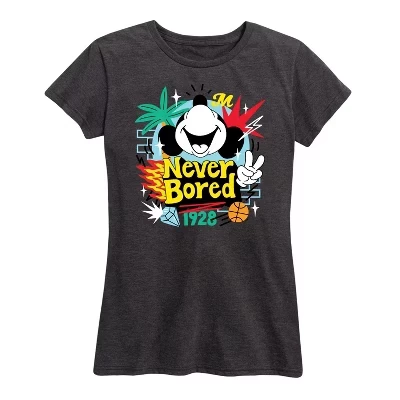 Женская футболка с коротким рукавом Mickey Never Bored с графическим рисунком heather charcoal