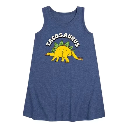 Платье для девочек Instant Message Tacosaurus темно-синий меланж
