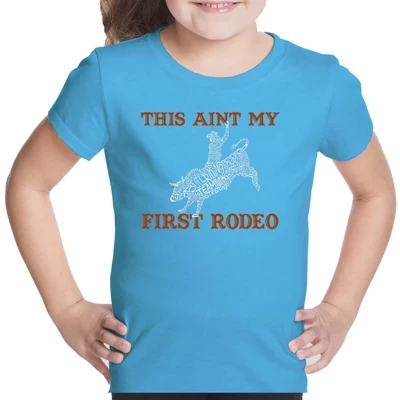 Футболка Girl's Word Art - Это не первое мое Родео бирюзового цвета.