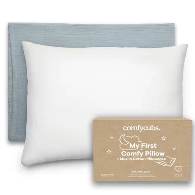 Подушка для малышей Comfy Cubs 13″×18″ с наволочкой, голубая