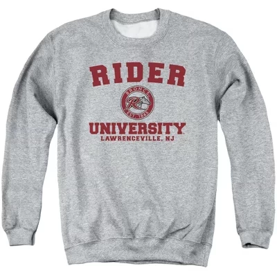Официальный логотип Rider University Circle для взрослых с круглым вырезом на толстовке athletic heather