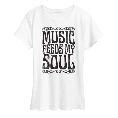 Женская футболка Instant Message Music Feeds Soul, белая