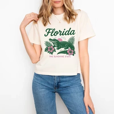 Женский кроп-топ Simply Sage Market, Florida Alligator, белый