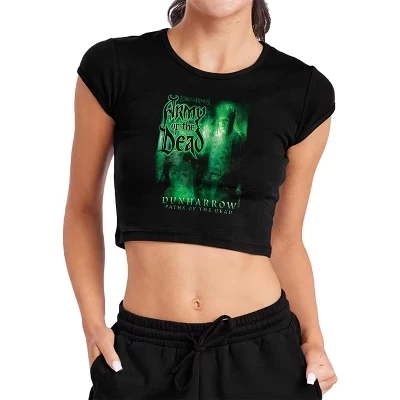 Women's Lord Of The Rings Army Of The Dead Homage Cap Sleeve Baby Rib Crop Top black