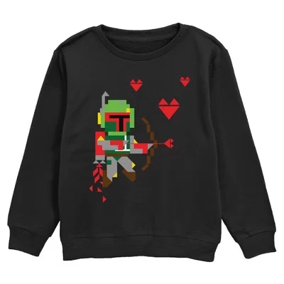 Мужская толстовка Pixel Boba Fett Love для мальчиков, черная