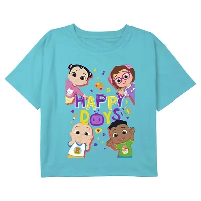 Укороченная футболка с рисунком Girl's Happy Days Babies синего цвета