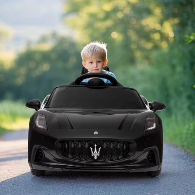 Поездка на лицензированном автомобиле Maserati GranCabrio, Детский электромобиль с питанием от 12 В и дистанционным управлением, Детская поездка на игрушечном автомобиле черного цвета