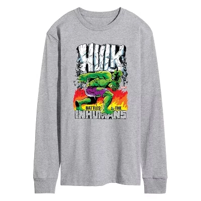 Men's -  - Hulk Battles the Inhumans Long Sleeve Graphic T-Shirt athletic heather