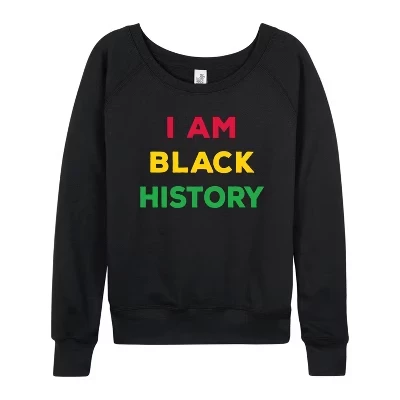 Женская рубашка I Am Black History из легкого французского махрового материала с широким вырезом и длинным рукавом, черная с графическим рисунком.