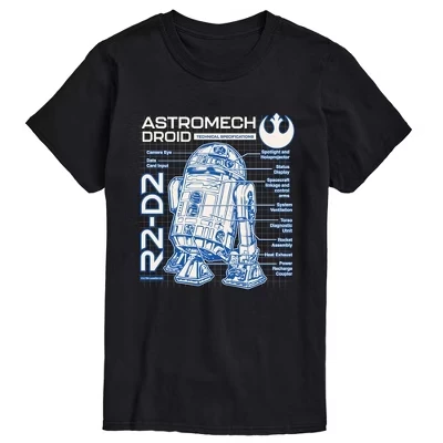 Men's -  - R2D2 Blueprint Short Sleeve Graphic T-Shirt black