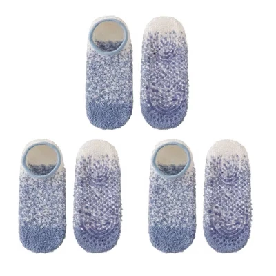 Мужские зимние носки No Show из 3-х упаковок с нескользящими вставками Soft Thermal Cozy Fit синего цвета