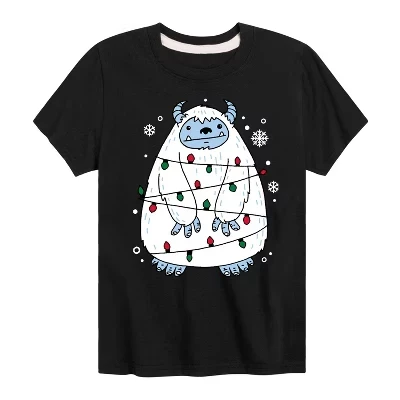Рождественская футболка с коротким рукавом Yeti Lights, черная