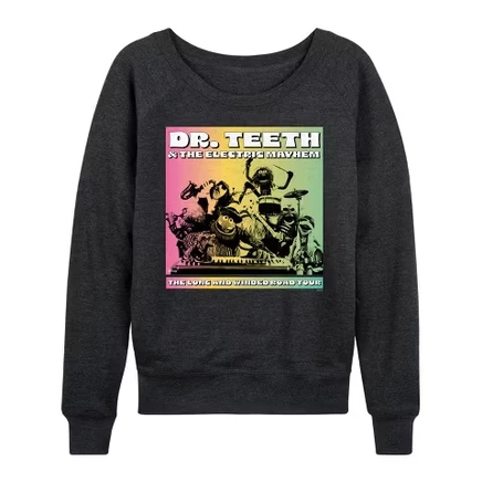 Women's -  - Dr. Teeth & The Electric Mayhem Band Lightweight French Terry Wide Neck Long Sleeve Graphic Shirt heather charcoal