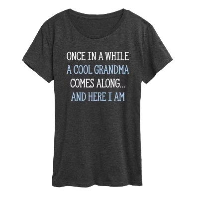 Женская футболка Cool Grandma Here I Am с коротким рукавом и графическим рисунком heather charcoal