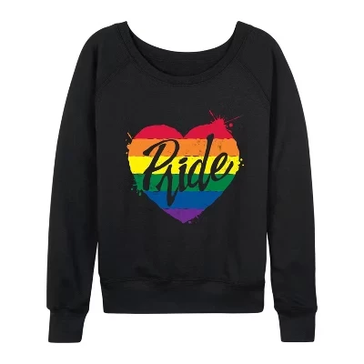 Женская рубашка Pride Heart из легкого французского махрового материала с широким вырезом и длинным рукавом, черная с графическим рисунком