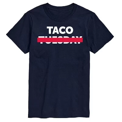 Мужская футболка Taco Tuesday с перечеркнутым рисунком и коротким рукавом темно-синего цвета