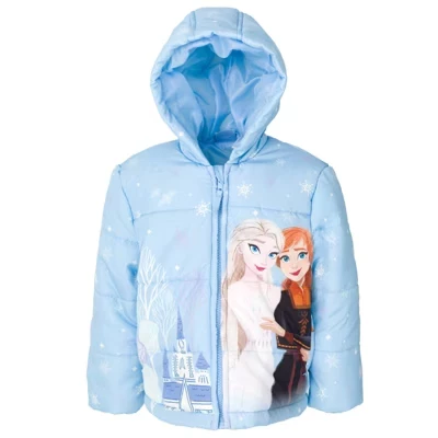 Зимнее пальто-пуховик для маленьких девочек Frozen Girls на молнии синего цвета