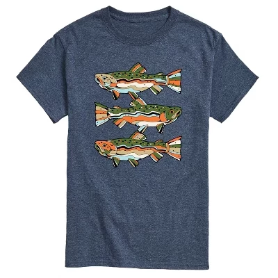 Мужская футболка с коротким рукавом Northern Trout и графическим рисунком heather blue