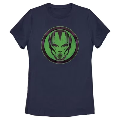 Женская футболка с зеленым и фиолетовым логотипом Secret Invasion Skrull