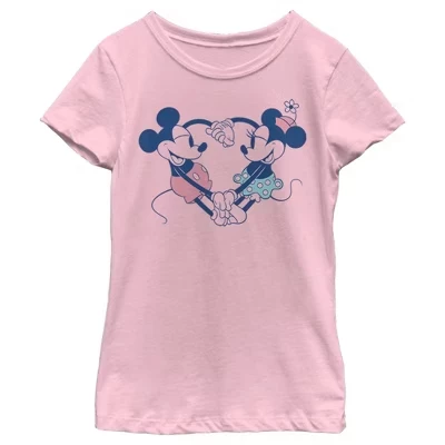Футболка для девочек Disney Микки и Минни, розовая