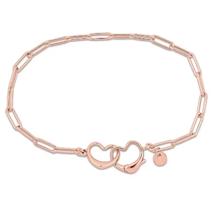 Браслет Everly Jewelry paper clip, 19 см, розовое покрытие