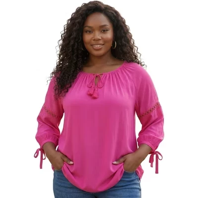 Женская блузка Agnes Orinda plus size, розовая