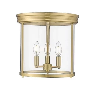 Потолочный светильник Thayer 3-Light для скрытого монтажа - Современный стальной дизайн, с регулируемой яркостью, золотистый с защитой от влаги