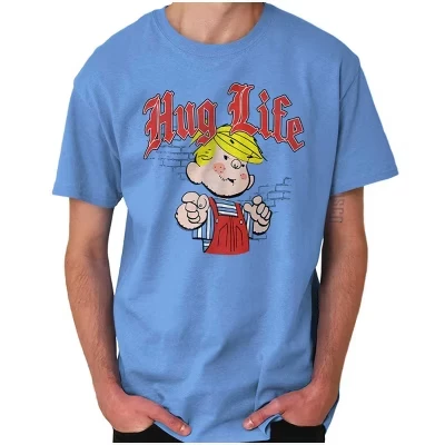 Футболка с графическим изображением Dennis The Menace Hug Life Joke для мужчин или женщин с лицензией