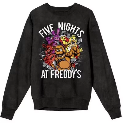 Толстовка Five Nights At Freddy's Character Burst для взрослых с минеральной смывкой и черной солью, с круглым вырезом и длинными рукавами, серая