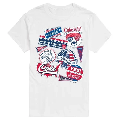 Мужская футболка с короткими рукавами и графическим принтом Coke USA Stickers, белая