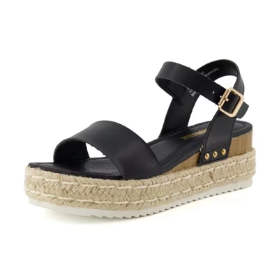 Женские босоножки на платформе Melissa Espadrille с регулируемым ремешком на щиколотке и стелькой из пены с эффектом памяти-Удобные женские босоножки на лето черного цвета