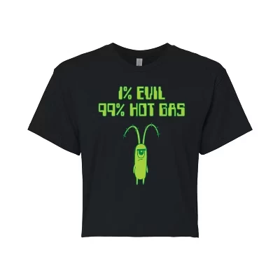 Женская укороченная футболка с рисунком Plankton One Percent Evil, черная