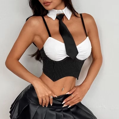 Женский топ-корсет Yesfashion с завязками, черный