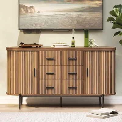 Буфет GustoWave 150 см, 6 ящиков, 2 двери, орех